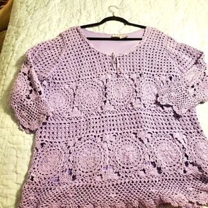 Roamans Purple Crochet top